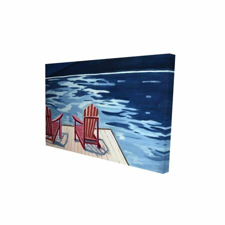 FONDO 12 x 18 in. Lake, Dock, Mountains & Chairs-Print on Canvas FO2785467